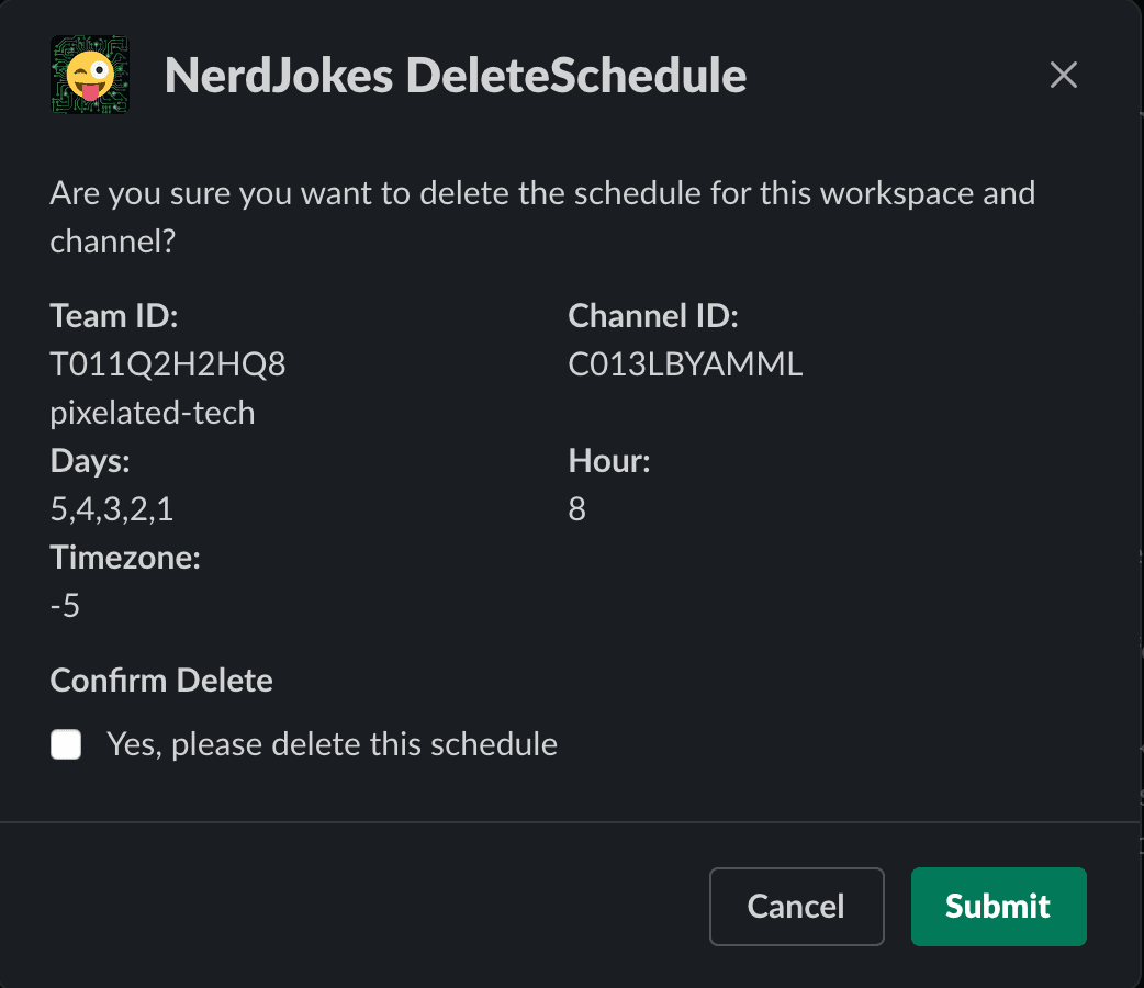 NerdJokes Delete Joke Schedule NerdJokes Delete Joke Schedule